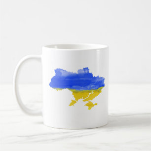 Taza De Café Mapa de color de agua de Ucrania