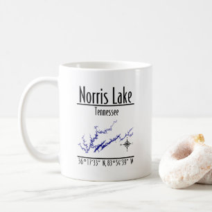 Taza De Café Mapa de coordenadas de la costa del lago Norris Te