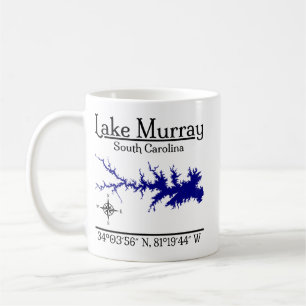 Taza De Café Mapa de Coordenadas del Lago Murray Carolina del S