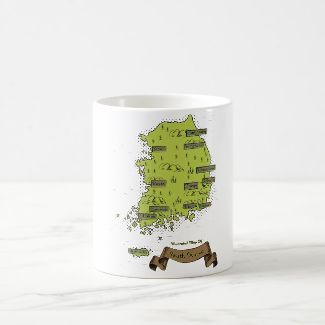 Taza De Café Mapa de Corea del Sur (Centro)