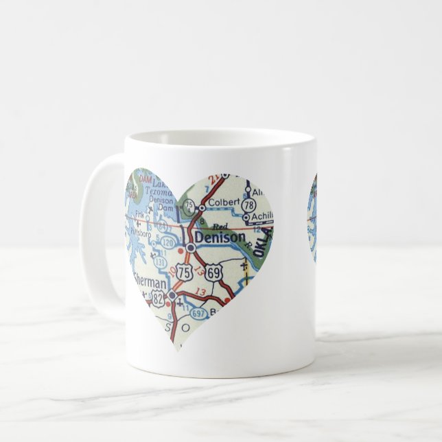 Taza De Café Mapa de cosecha de Denison TX (Anverso izquierdo)