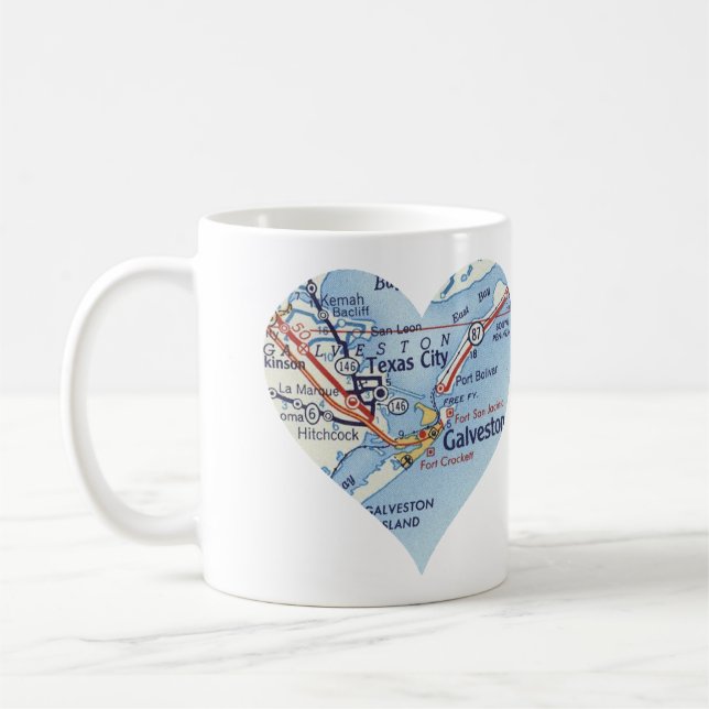 Taza De Café Mapa de cosecha de galveston TX (Izquierda)
