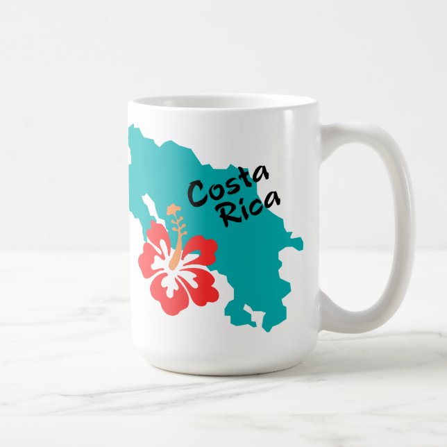 Taza De Café Mapa de Costa Rica con el hibisco (Derecha)