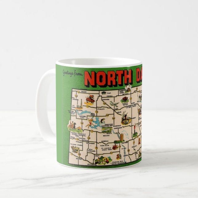 Taza De Café Mapa de Dakota del Norte (Anverso izquierdo)