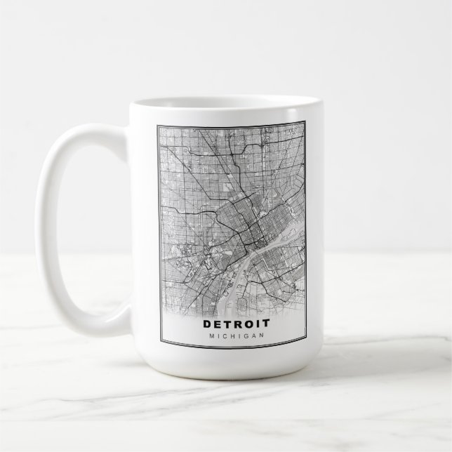 Taza De Café Mapa de Detroit (Izquierda)