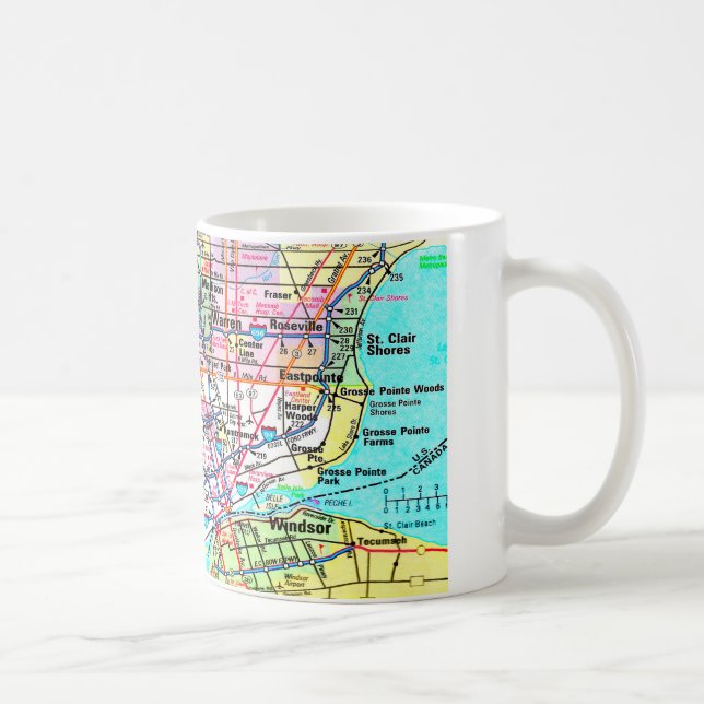 Taza De Café Mapa de Detroit del metro (Derecha)