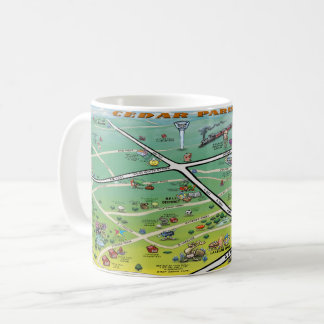 Taza De Café Mapa de dibujos animados de Cedar Park Texas
