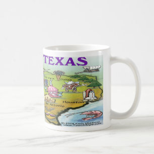 Taza De Café Mapa de dibujos animados de TEXAS