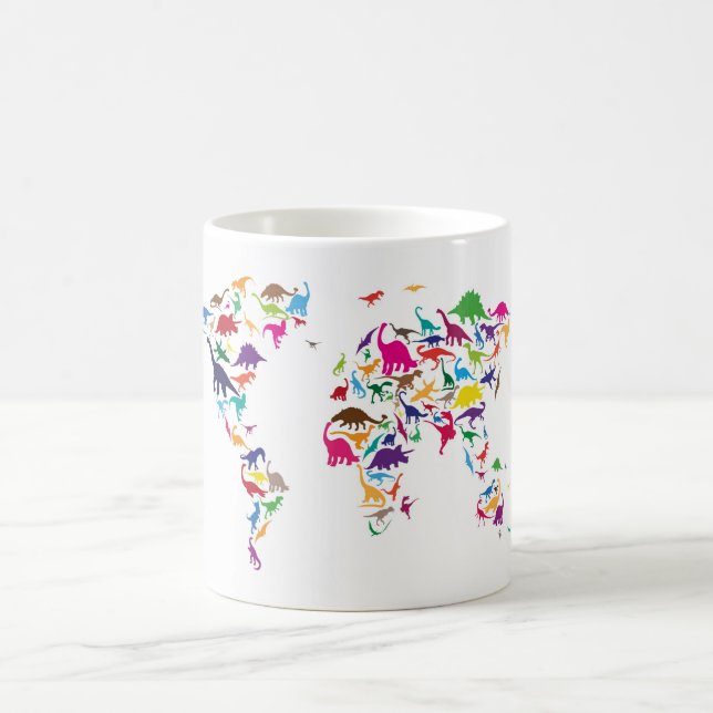 Taza De Café Mapa de dinosaurios del Mapa Mundial (Centro)