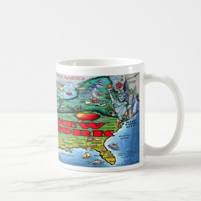 Taza De Café Mapa de EE.UU. de Nueva York (Derecha)