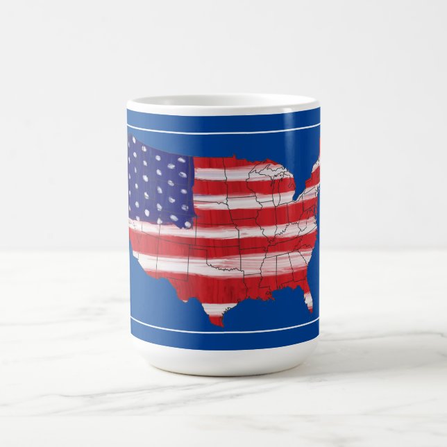 Taza De Café Mapa De EEUU Y Café De Bandera (Centro)