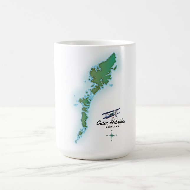 Taza De Café Mapa de Escocia de Hébridas Exteriores (Centro)