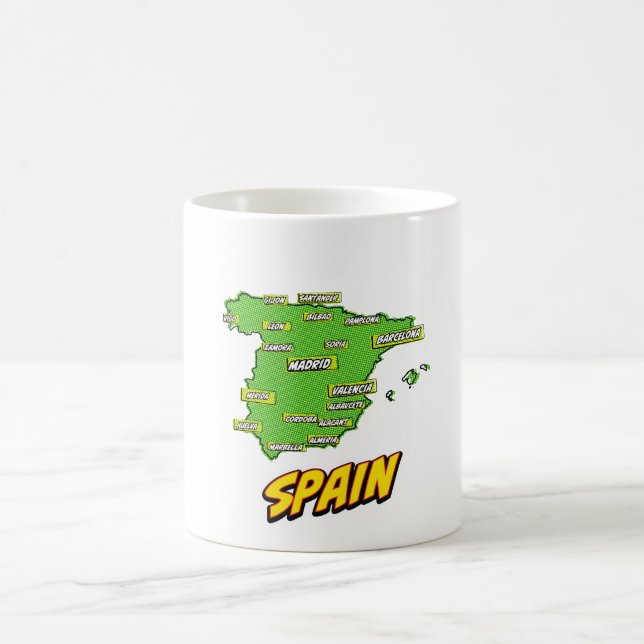 Taza De Café Mapa de España ilustrado con arte pop (Centro)