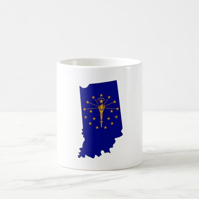 Taza De Café Mapa de esquema de Indiana y bandera (Centro)