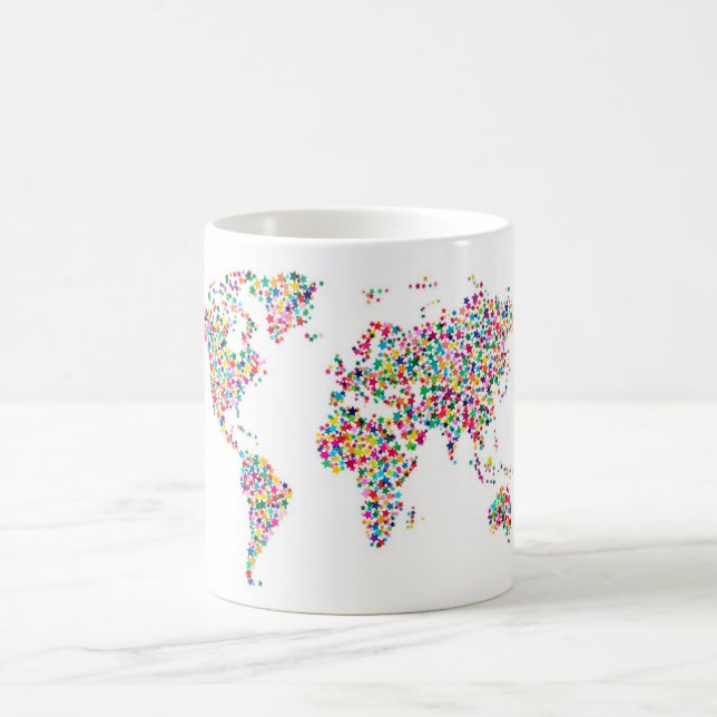 Taza De Café Mapa de estrellas del Mapa Mundial (Centro)