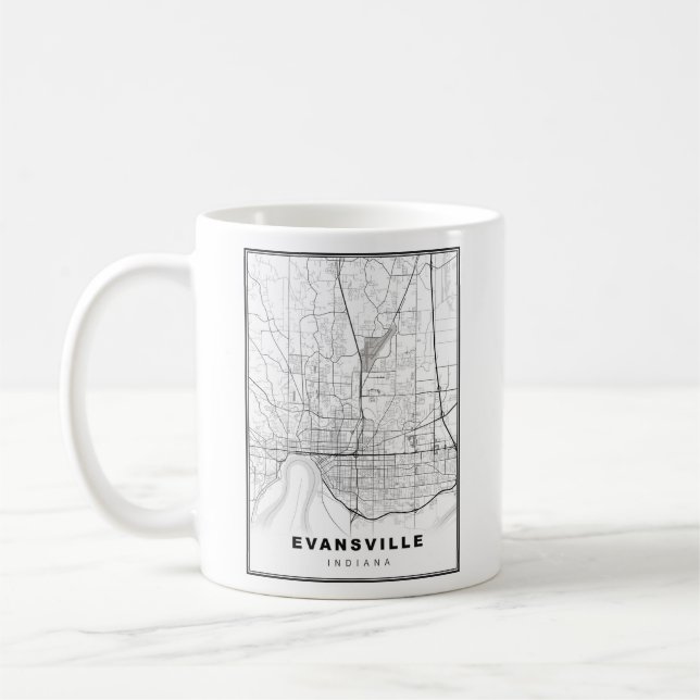 Taza De Café Mapa de Evansville (Izquierda)
