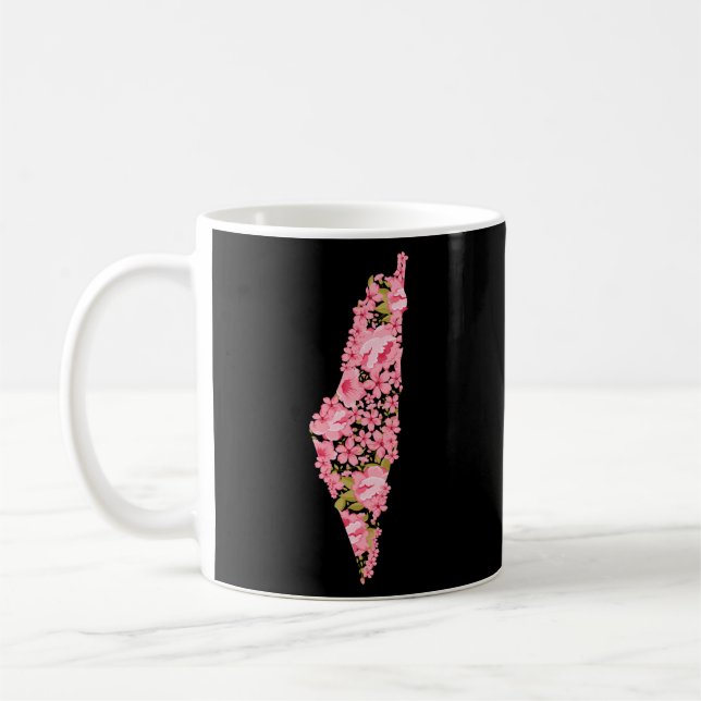 Taza De Café Mapa de flores palestinas en Palestina (Izquierda)