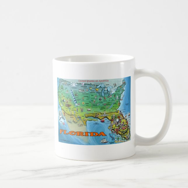 Taza De Café Mapa de Florida USA (Derecha)