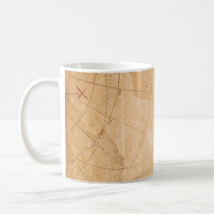 Taza De Café mapa de fondo del mapa del tesoro de los piratas e