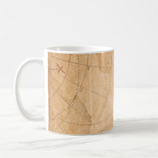 Taza De Café mapa de fondo del mapa del tesoro de los piratas e