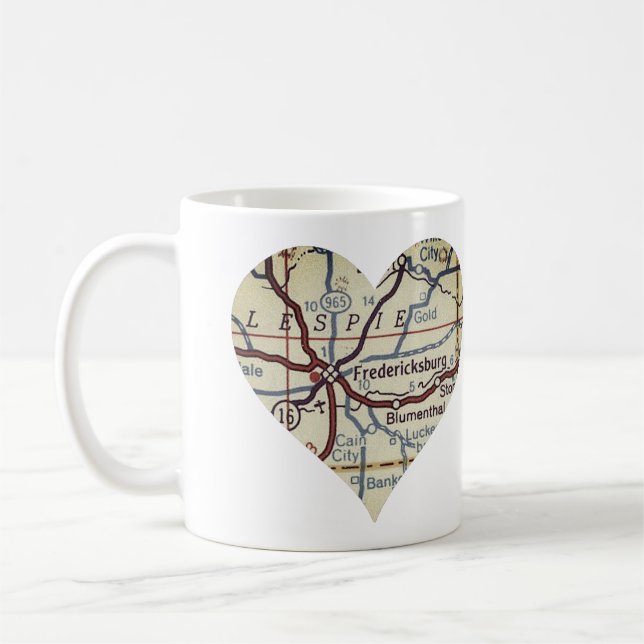 Taza De Café Mapa de Fredericksburg TX 50 (Izquierda)