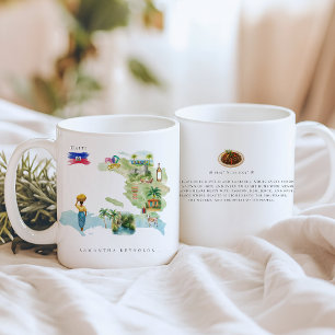 Taza De Café Mapa de Haití ilustrado con acuarela   Monograma