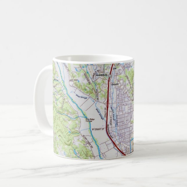 Taza De Café Mapa de Healdsburg, California (Anverso izquierdo)