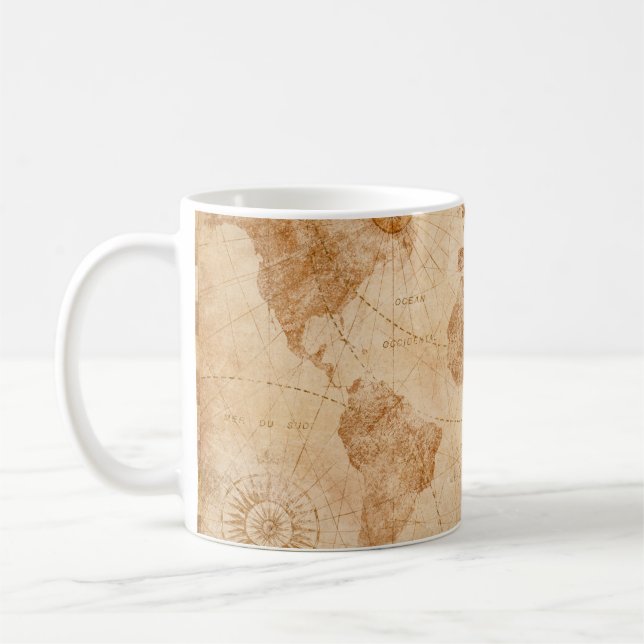 Taza De Café Mapa de ilustraciones del mapa del mundo antiguo,  (Izquierda)
