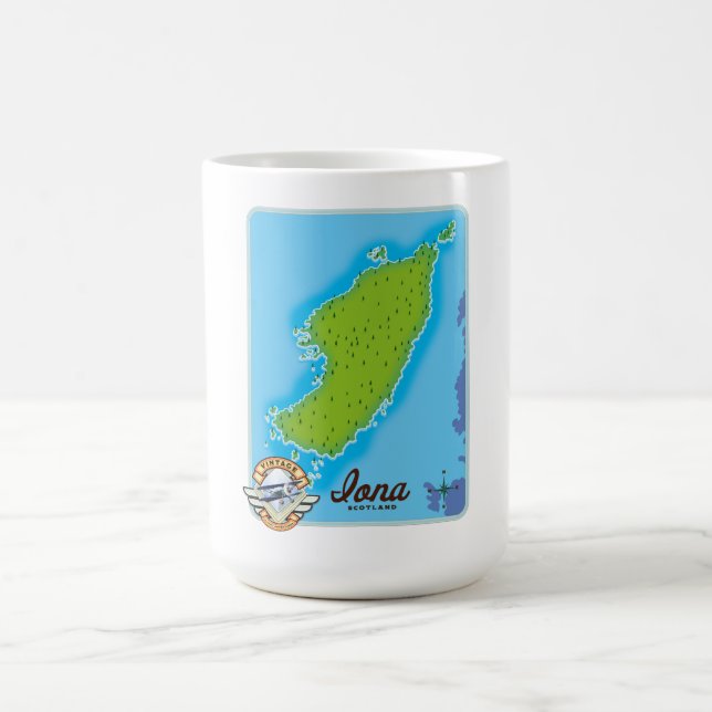 Taza De Café Mapa de Iona Escocia (Centro)