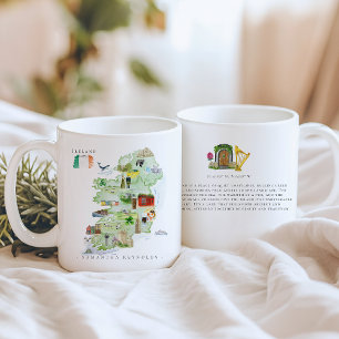 Taza De Café Mapa de Irlanda Ilustrado con Acuarela Monograma