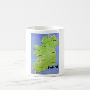 Taza De Café Mapa de Irlanda - incluyendo ciudades