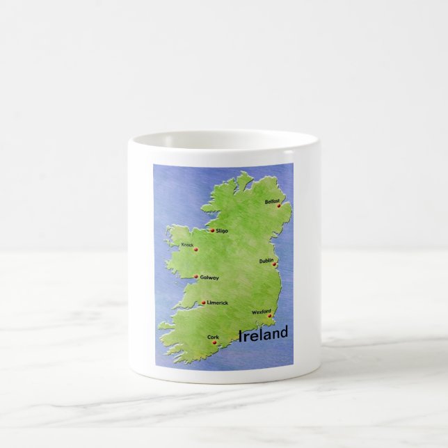 Taza De Café Mapa de Irlanda - incluyendo ciudades irlandesas (Centro)