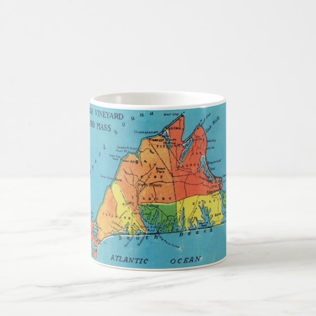 Taza De Café Mapa de isla vitícola de Martha (Centro)