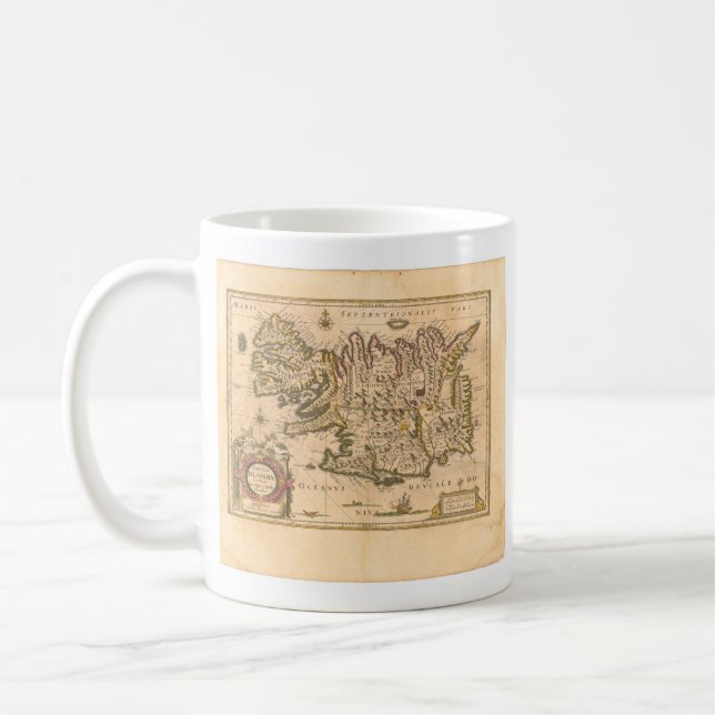 Taza De Café Mapa de Islandia (Blaeu, 1645) (Izquierda)