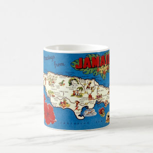 Taza De Café Mapa de Jamaica vintage