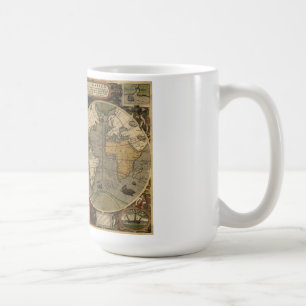 Taza De Café Mapa de Jodocus Hondius 1595 del mundo