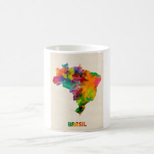 Taza De Café Mapa de la acuarela del Brasil