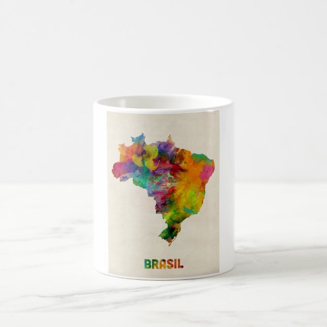 Taza De Café Mapa de la acuarela del Brasil (Centro)