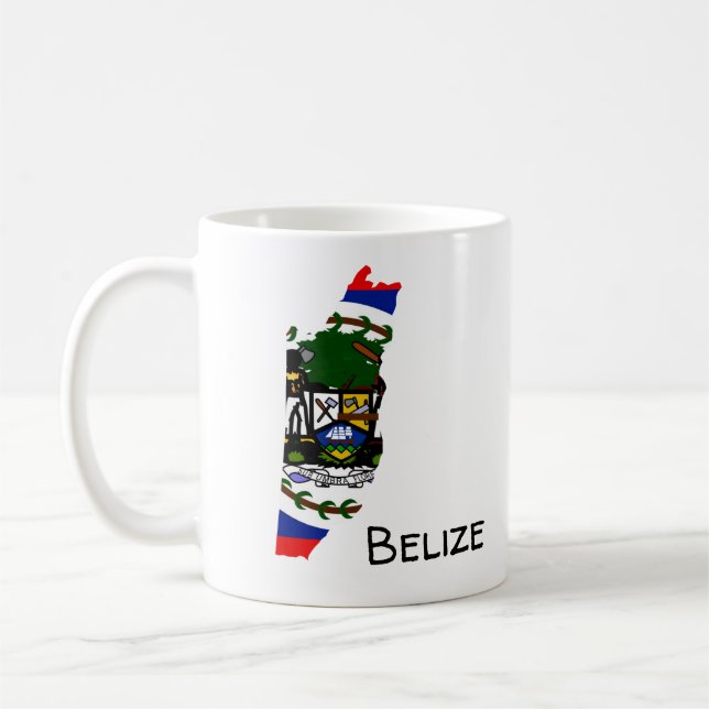 Taza De Café Mapa de la bandera de Belice (Izquierda)