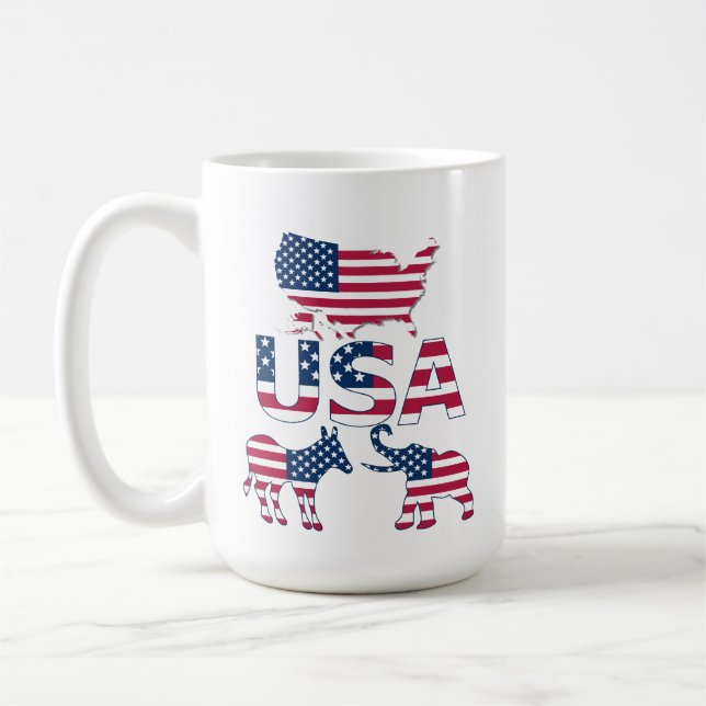 Taza De Café Mapa de la bandera de EE.UU. Elecciones políticas  (Izquierda)