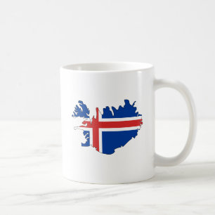 Taza De Café Mapa de la bandera de Islandia del mismo tamaño