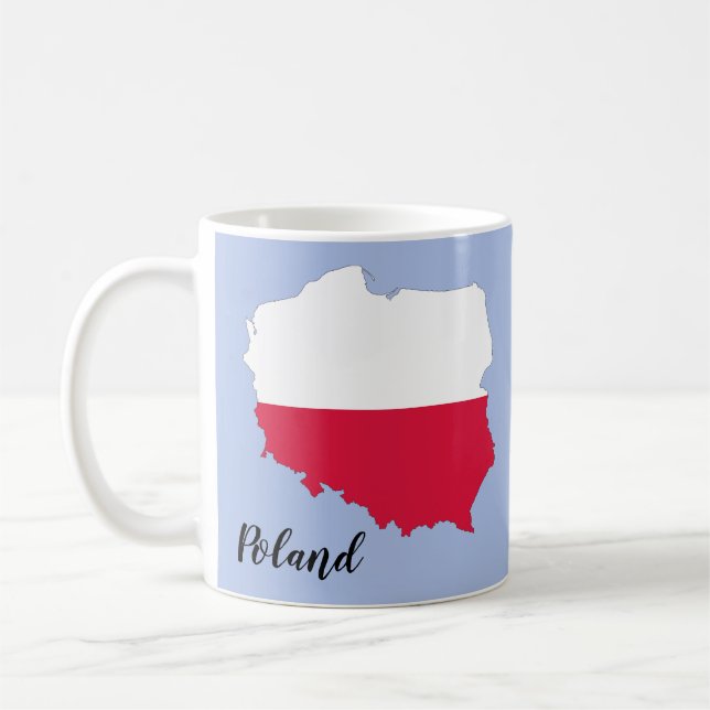 Taza De Café Mapa de la bandera de Polonia (Izquierda)