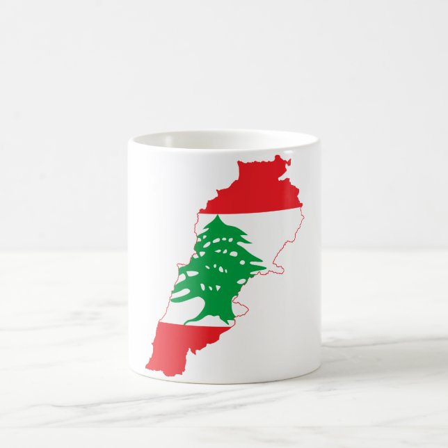 Taza De Café Mapa de la bandera del Líbano (Centro)