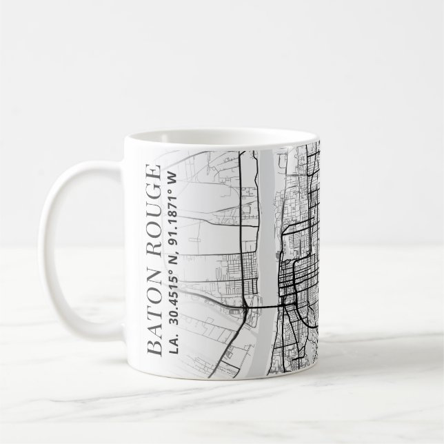 Taza De Café Mapa de la ciudad de Baton Rouge | Café Mug (Izquierda)