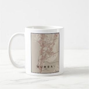 Taza De Café Mapa de la ciudad de Mumbai India Diseño Minimalis