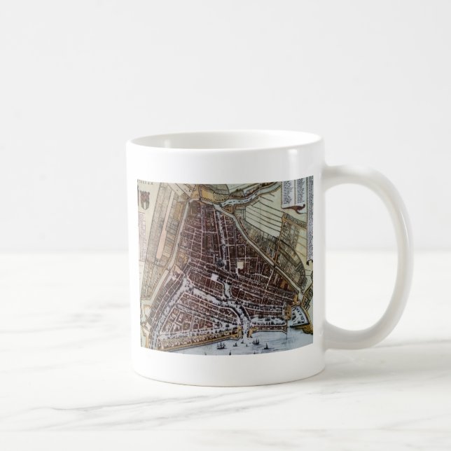 Taza De Café Mapa de la ciudad de Réplica de Rotterdam 1652 (Derecha)