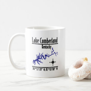 Taza De Café Mapa de la costa del lago Cumberland Kentucky Coor