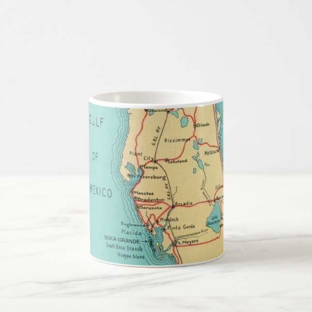 Taza De Café Mapa de la isla Boca Grande Useppa en Florida (Centro)