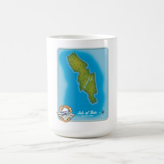 Taza De Café Mapa de la Isla de Bute (Centro)