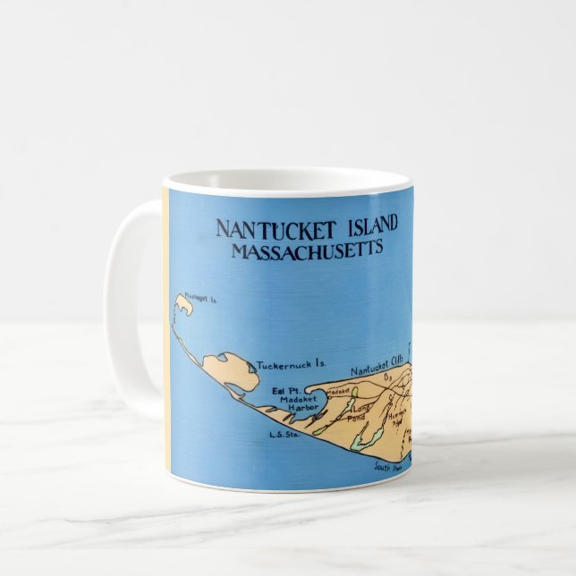 Taza De Café Mapa de la isla Nantucket  (Anverso izquierdo)